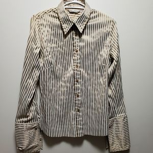 Autograph Marks and Spencer Gold Pinstripe Morrocan Dress Shirt Women's